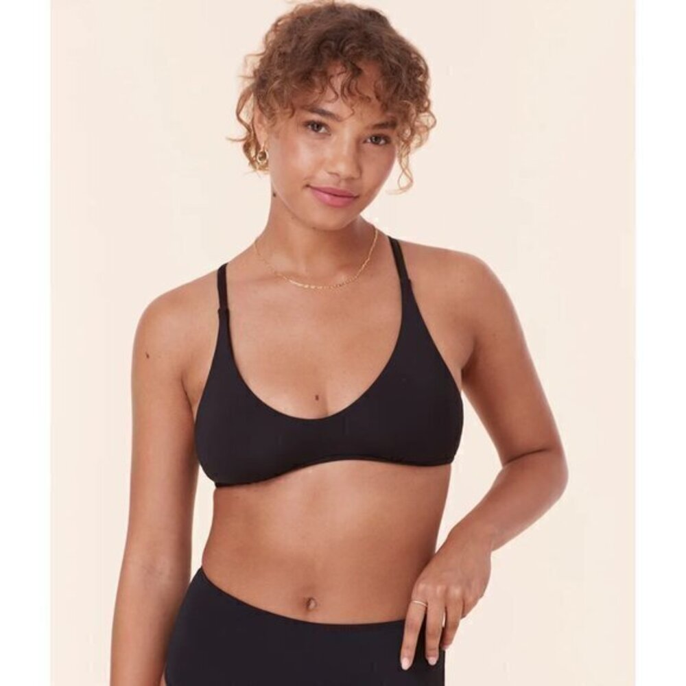 Andie x Faherity Swim The Valencia Bikini Top in Black Size XXL NWT